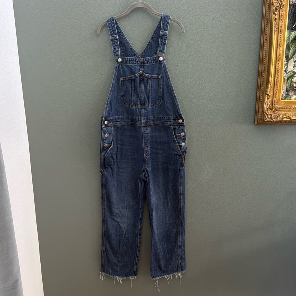 Women Size 12 Overalls Bib Pants Dark Wash Denim Jeans